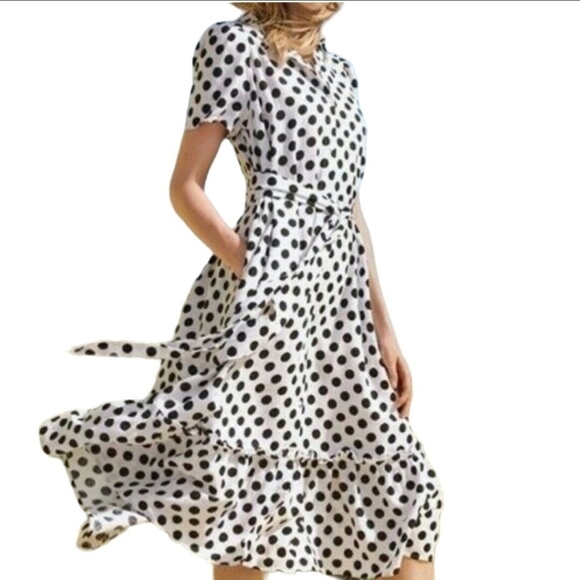 Lisa Marie Hernandez X Target Polka Dot Midi Shirt Dress Size S - Picture 5 of 10